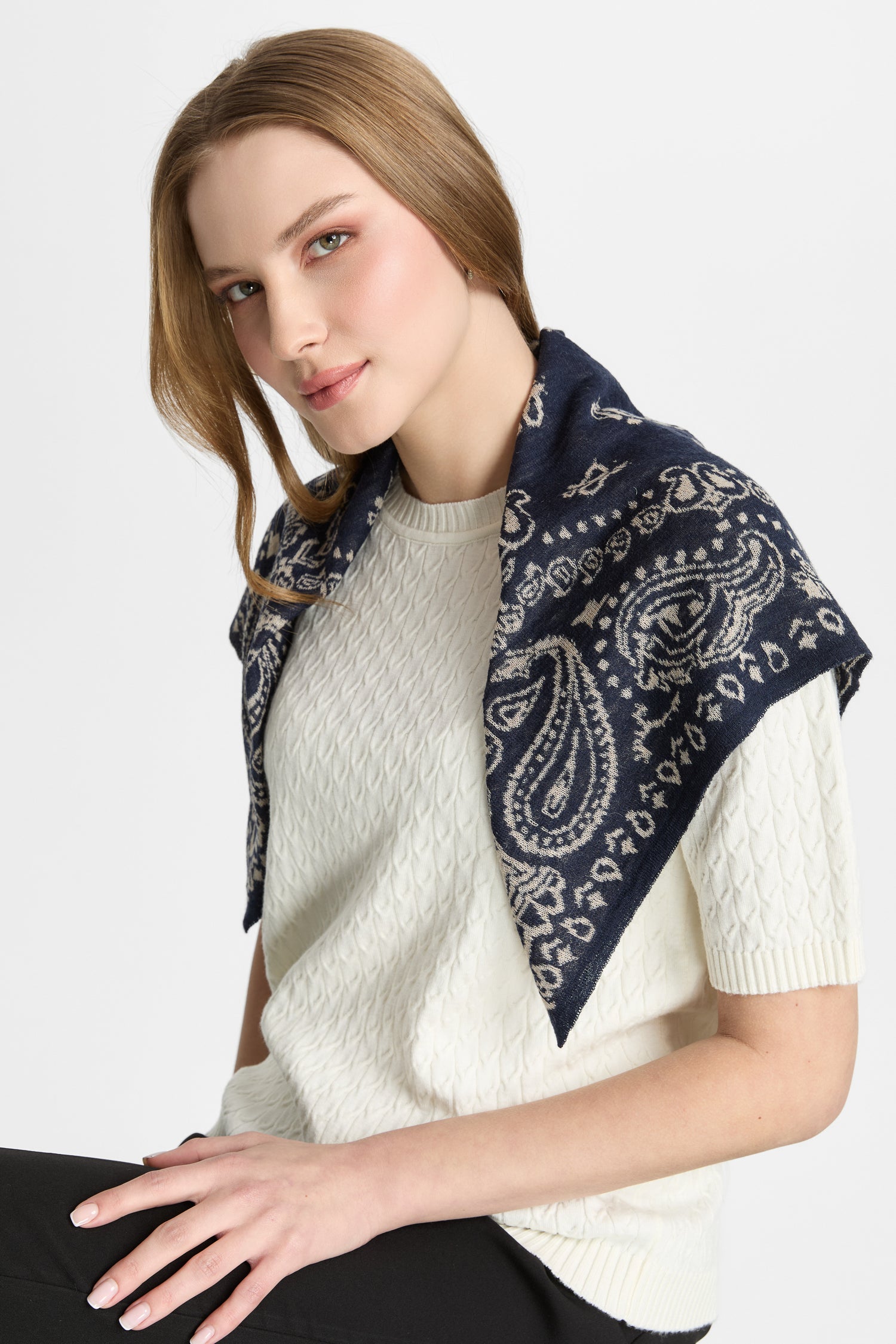 PERA FOULARD NAVY-BEIGE